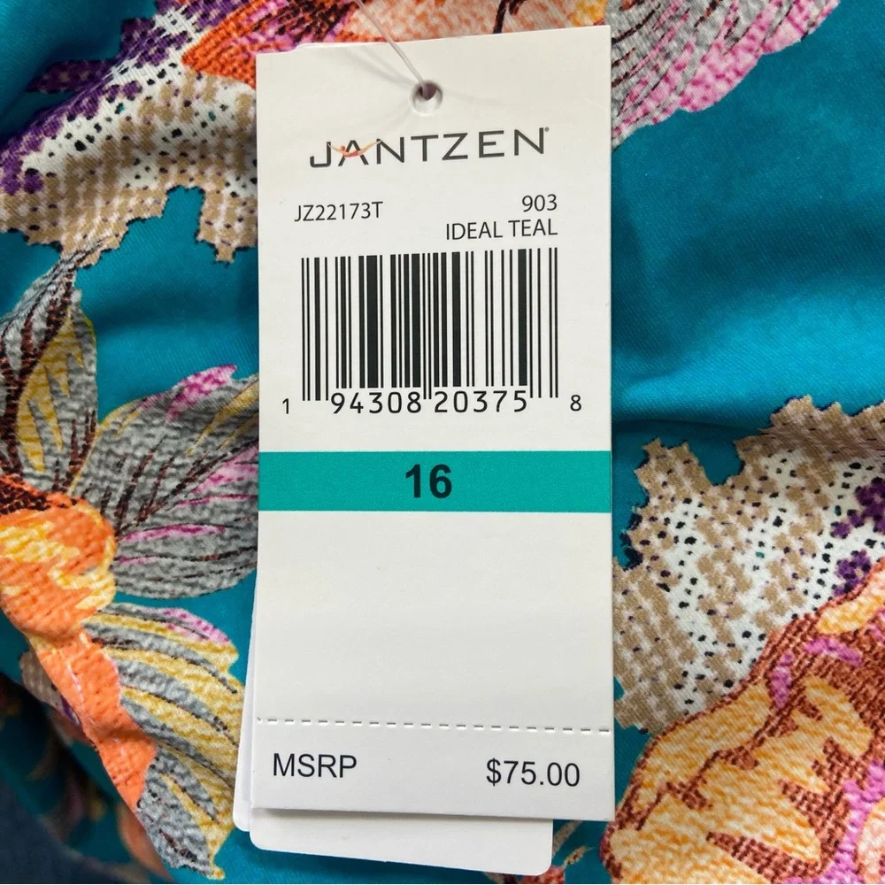 Jantzen Front Wrap Peplum Tankini Swimsuit Top Size 16
